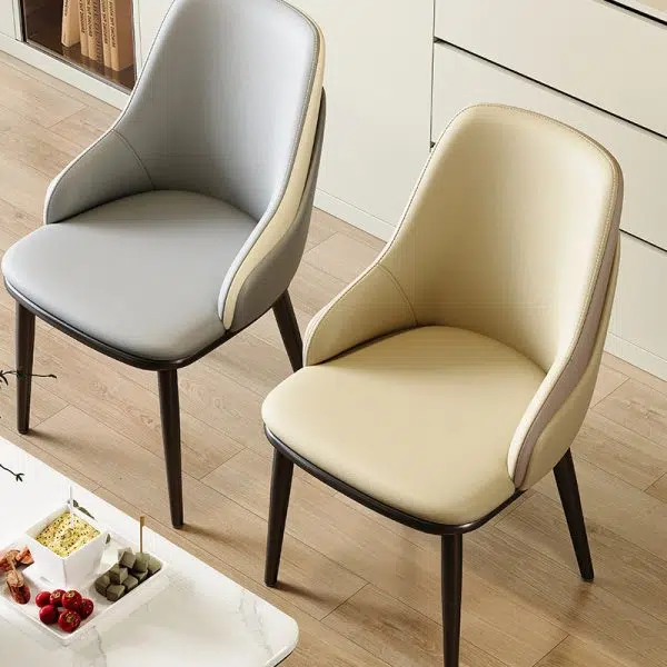 Modern Minimalist Curved Leather Iron Chair Backrest Armless For Living Room - Image 10