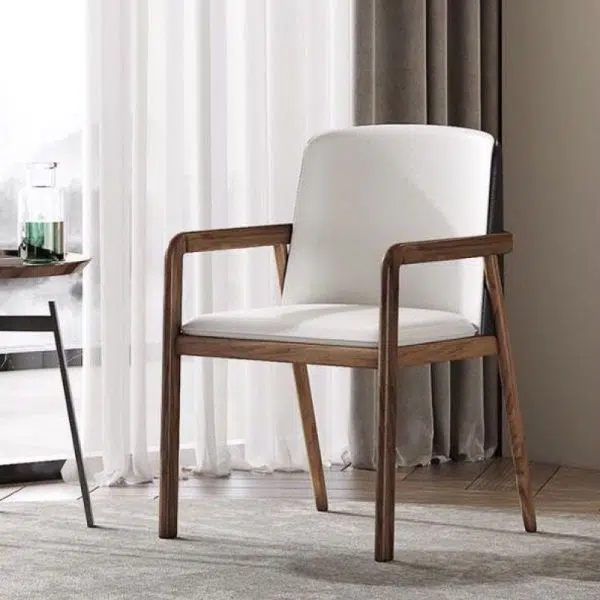 Traditional Chinese Square Ash Wood High Resilience Sponge PU Leather Dining Chair Backrest Armrest For Dining Room - Image 12