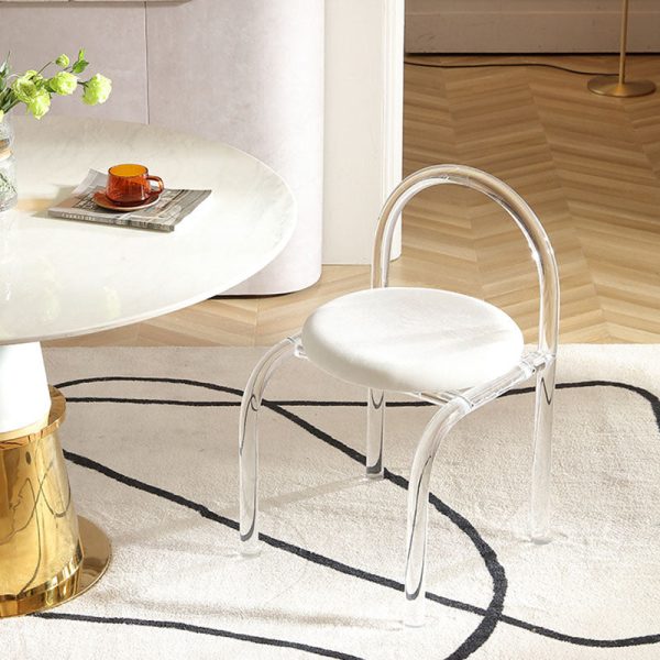 Contemporary Nordic Acrylic Velvet Sponge Round Arched Dining Chair Backrest For Dining Room - Image 16