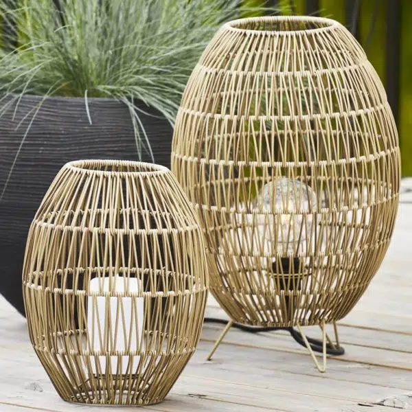 Modern Japanese Rattan Weaving Round Shaped Outdoor Waterproof Patio 1-Light Floor Lamp - Image 3