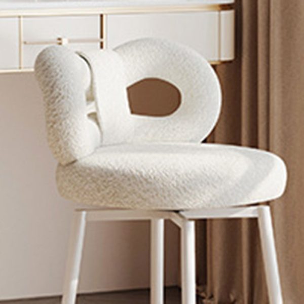 Contemporary Creative Round Upholstered Bow Lambswool Iron Vanity Stool Backrest For Bedroom - Image 6
