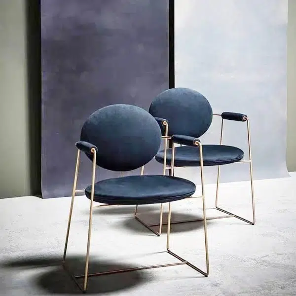 Contemporary Scandinavian Round Cushion Microfiber Leather Stainless Steel Dining Chair Backrest Armrest For Dining Room - Image 15