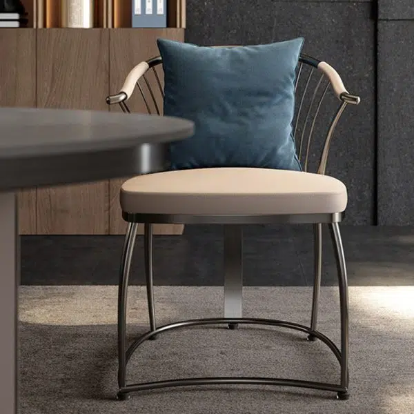 Contemporary Luxury Curved Stainless Steel Leather Chair Backrest Armless For Living Room - Image 10