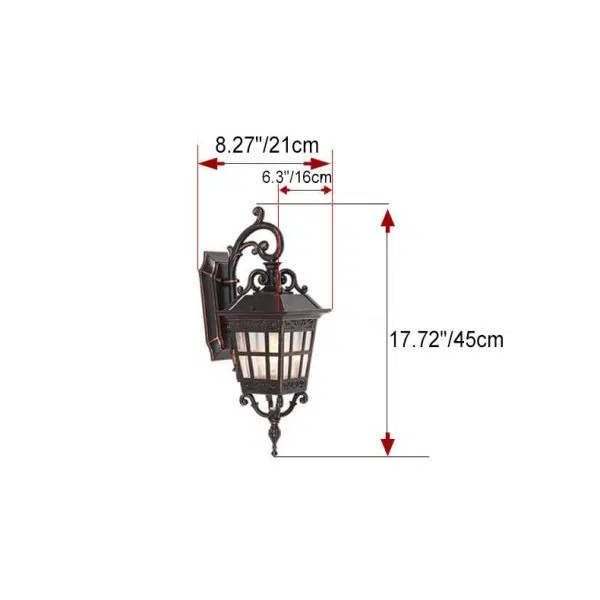 European Outdoor Square Lantern Carved 1-Light Waterproof Wall Sconce Lamp - Image 6