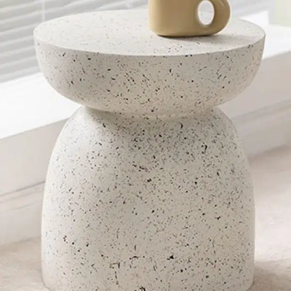 Contemporary Nordic Round Cylinder Magnesium Oxide End Table For Bedroom - Image 8