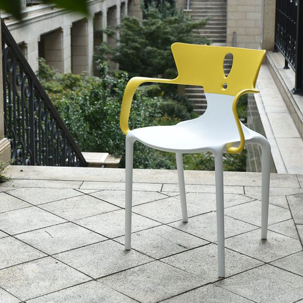 Contemporary Scandinavian PP Square Exclamation Mark Dining Chair Backrest Armrest For Dining Room - Image 16