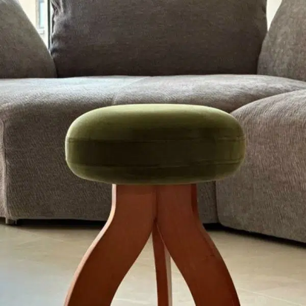 Contemporary Creative Round Lambswool Velvet Footstool Armless Backless For Entryways - Image 3