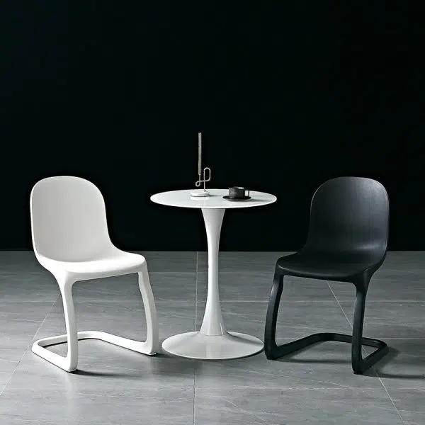 Contemporary Scandinavian Bow Frame Plastic Billet Steel Dining Chair Backrest For Dining Room - Image 12