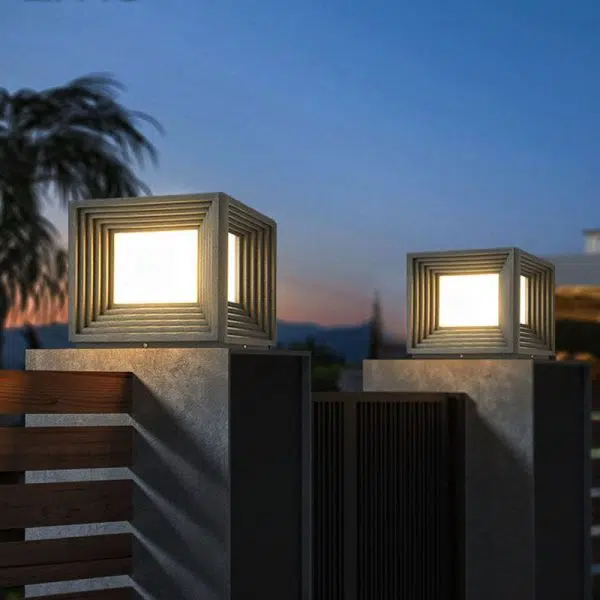 Modern Simplicity Rectangular Stainless Steel Acrylic LED Post Head Light For Outdoor Patio - Image 14