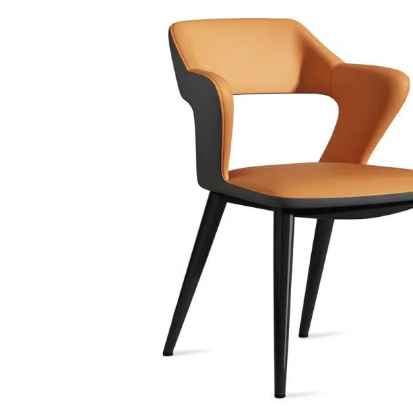 Contemporary Scandinavian Leather Fabric Carbon Steel Sponge Square Wing Dining Chair Backrest Armrest For Dining Room - Image 21