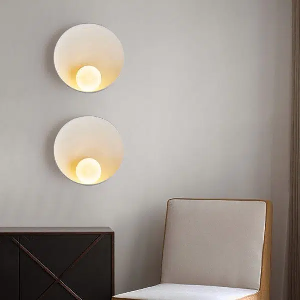 Modern Minimalist Round Iron Resin 1-Light Wall Sconce Lamp - Image 2