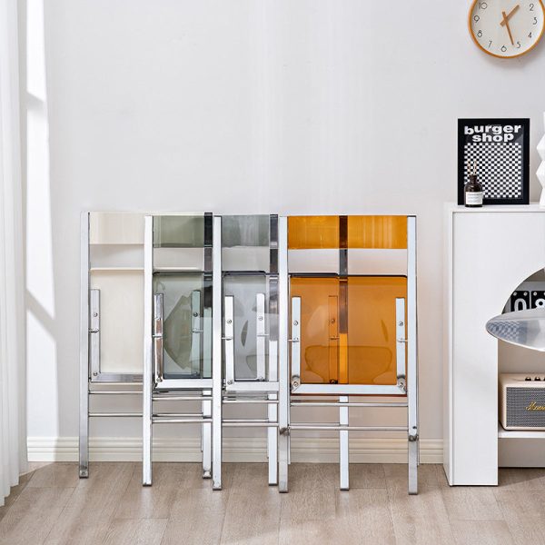 Contemporary Nordic Square Acrylic Metal Dining Chair Foldable For Dining Room - Image 10