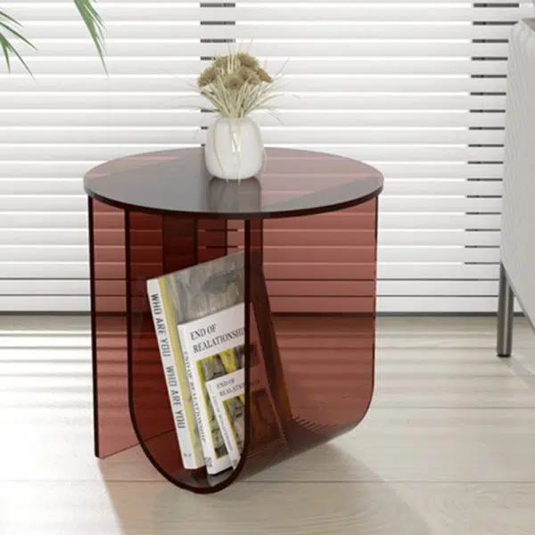 Contemporary Nordic Curved Acrylic End Table Storage For Living Room - Image 2