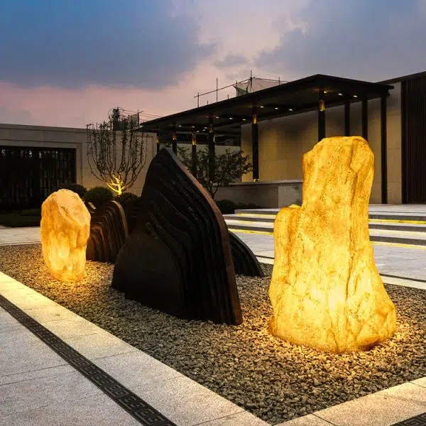 Contemporary Creative Resin Imitation Mountain LED Lawn Landscape Light For Outdoor Patio - Image 4