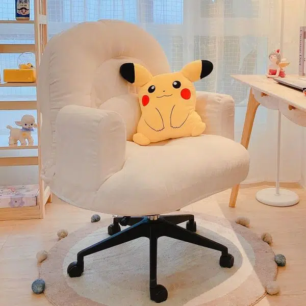 Contemporary Scandinavian Curved Square Cotton Linen Nylon Desk Chair Backrest Arm For Home Office - Image 8