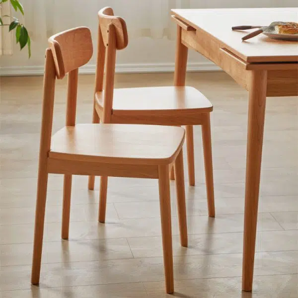 Contemporary Scandinavian Rectangular Wood Chair Backrest Armless For Living Room - Image 9