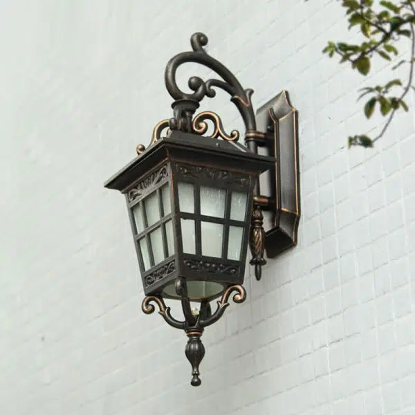 European Outdoor Square Lantern Carved 1-Light Waterproof Wall Sconce Lamp - Image 5