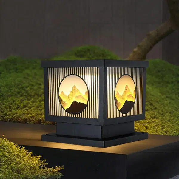 Solar Chinese Landscape Square Post Head Outdoor Waterproof LED Garden Landscape Light - Image 4