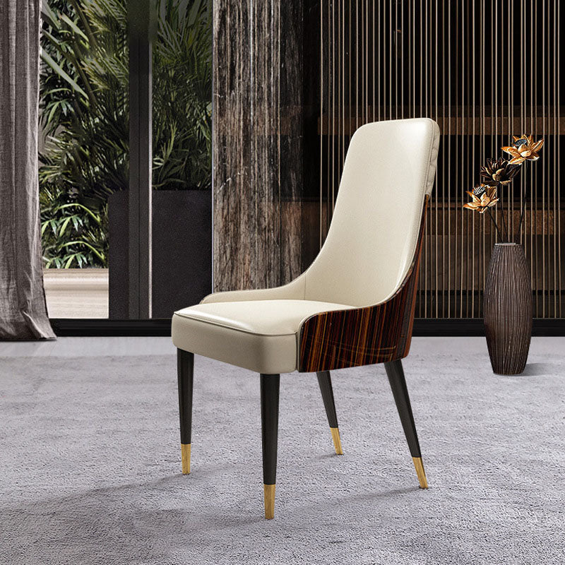 03-ce153474-8916-4bf9-8907-038fb442f1bb.jpg Contemporary Nordic Leather Wood Stainless Steel Sponge Dining Chair Backrest Armrest For Dining Room - Image 1