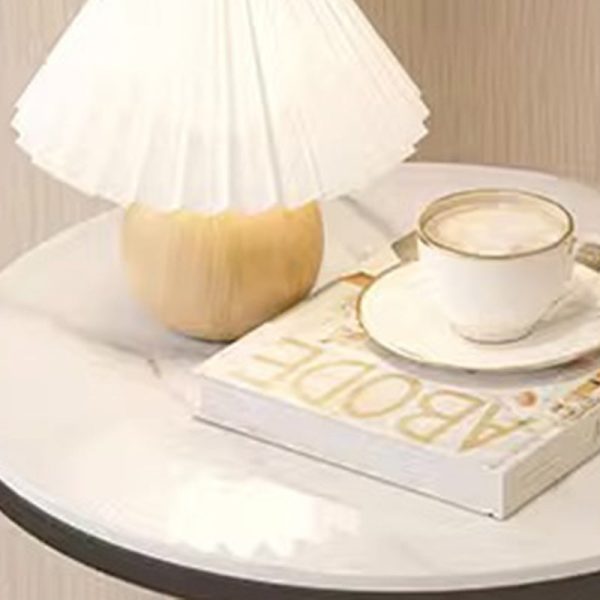 Contemporary Creative Round Rock Slab Iron End Table 1-Tier For Living Room - Image 5