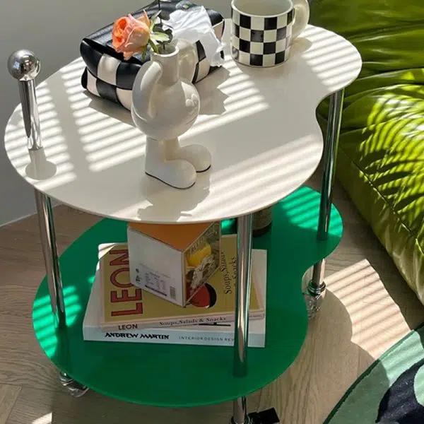 Contemporary Nordic Cloud Acrylic Stainless Steel Crystal Wheel End Table 2-Tier For Living Room - Image 10