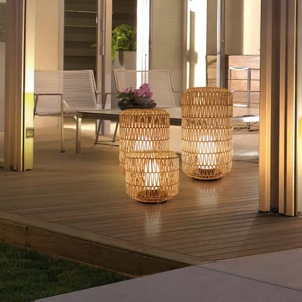 Japanese Simple Rattan Column Waterproof 1-Light Outdoor Lawn Floor Lamp - Image 17