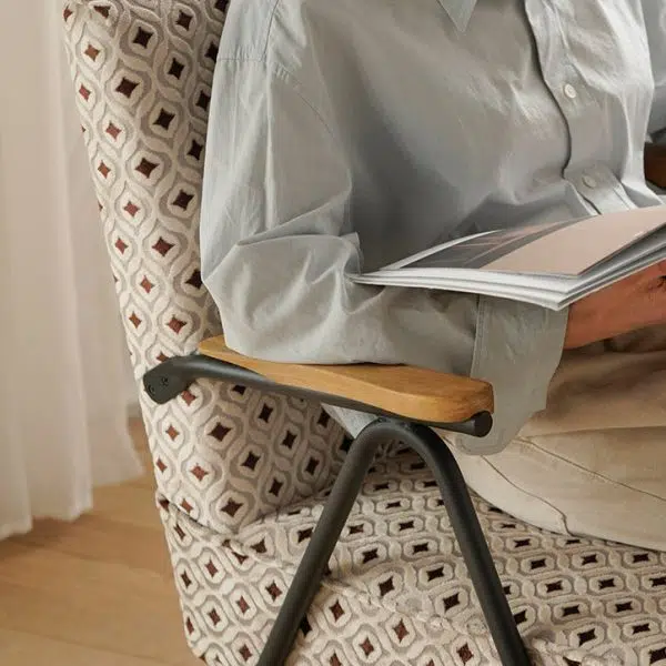 Contemporary Luxury Rectangular Iron Fabric Accent Chair Backrest Armrest For Living Room - Image 7