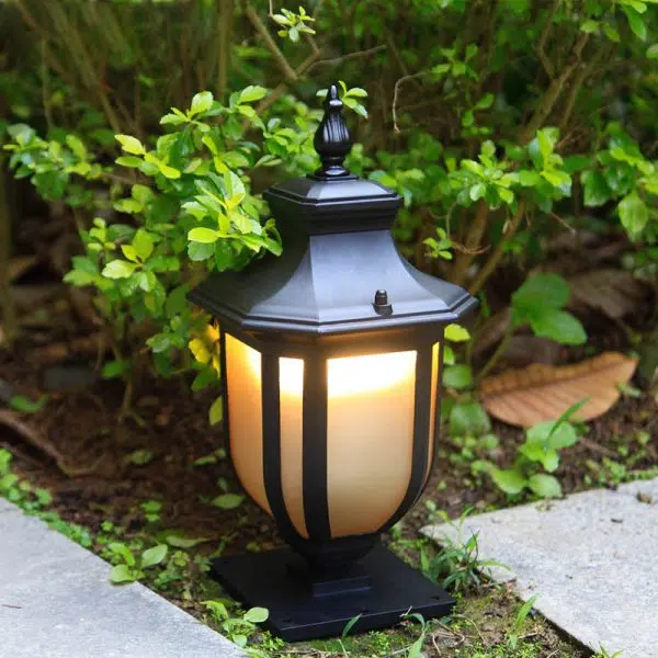 European Vintage Glass Aluminum Cage 1-Light Outdoor Waterproof Landscape Light - Image 2
