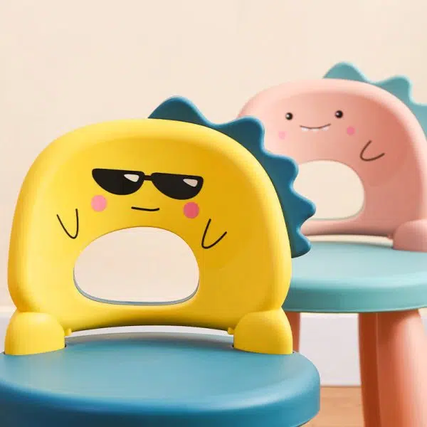 Contemporary Creative Childlike Dinosaur Plastic Round Footstool Backrest For Living Room - Image 10