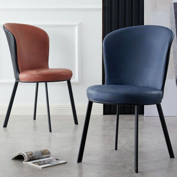 Contemporary Scandinavian Round Cushion Leather Carbon Steel Dining Chair Backrest For Dining Room - Image 19