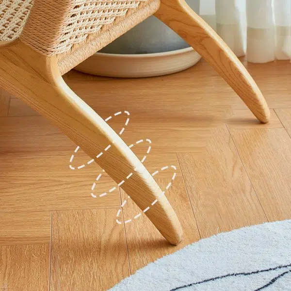 Contemporary Scandinavian Rectangular Wood Rattan Chair Backrest Armrest For Living Room - Image 13
