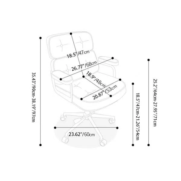 Modern Luxury Square PU Leather High Density Sponge Carbon Steel Desk Chair Backrest Armrest For Home Office - Image 4