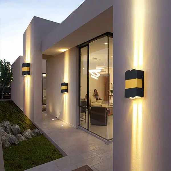 Modern Rectangular Aluminum Glass LED Spotlight Waterproof Outdoor Patio Wall Sconce Lamp - Image 2
