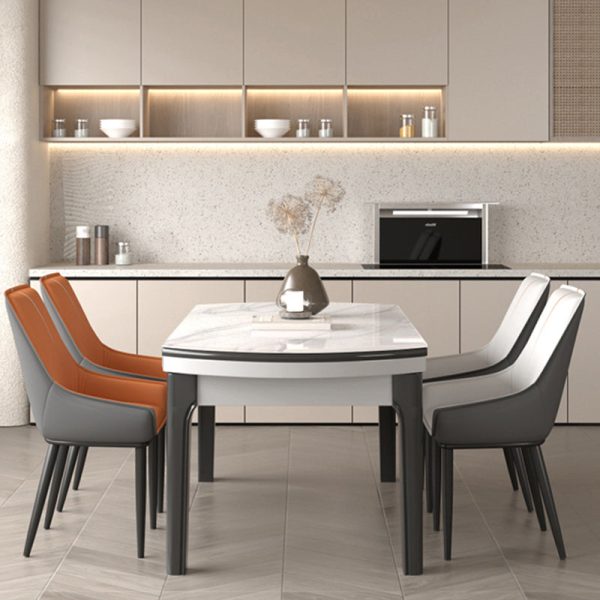 Contemporary Nordic Square Leather Upholstered Dining Chair Backrest Armrest For Dining Room - Image 13