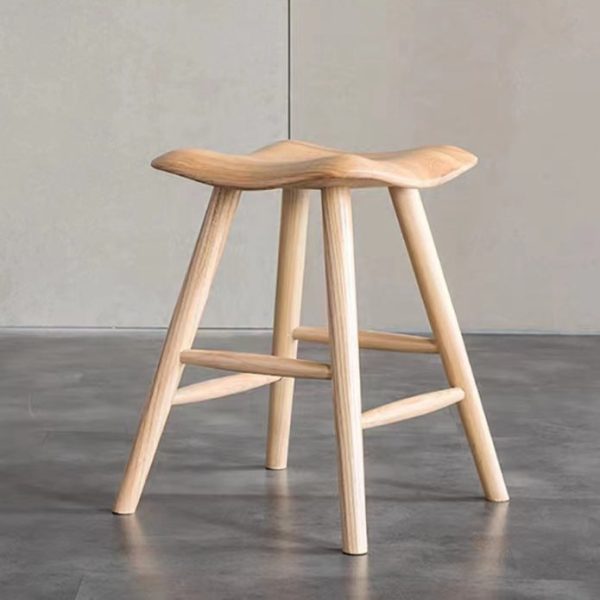 Contemporary Nordic Ash Wood Square Vanity Stool Footrest For Bedroom - Image 4