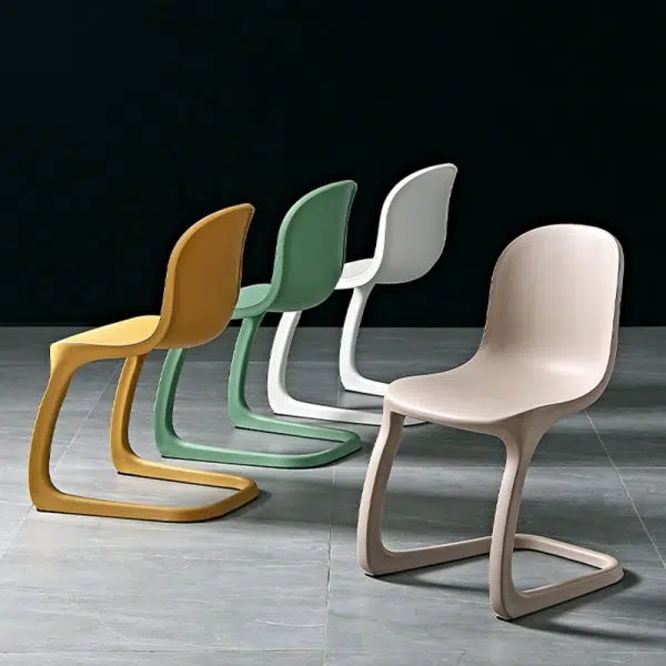 Contemporary Scandinavian Bow Frame Plastic Billet Steel Dining Chair Backrest For Dining Room - Image 3