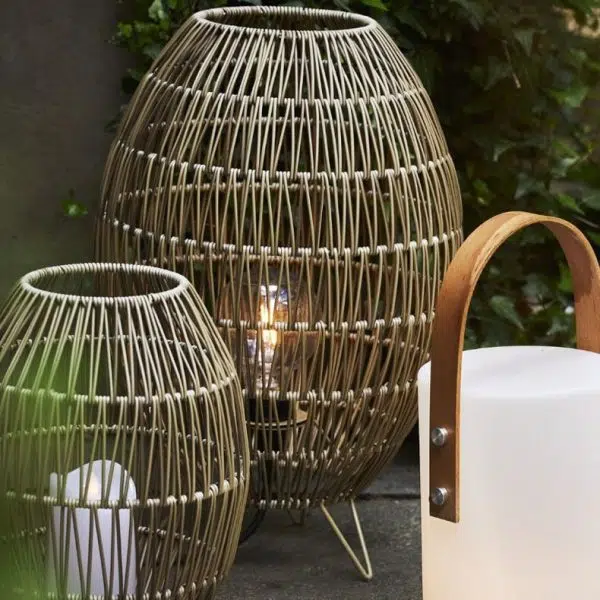 Modern Japanese Rattan Weaving Round Shaped Outdoor Waterproof Patio 1-Light Floor Lamp - Image 4