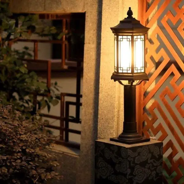 Traditional Chinese Waterproof Solar Aluminum Glass Cylinder LED Landscape Lighting Outdoor Light For Garden - Image 15