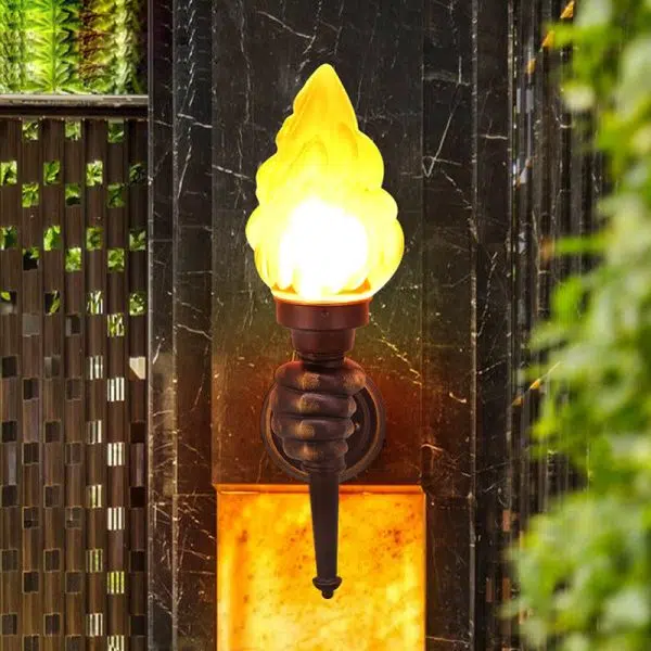 Contemporary Creative Hand Held Torch Aluminum Glass 1-Light Outdoor Wall Sconce Lamp For Garden - Image 9
