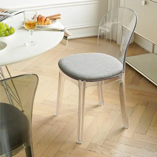 Contemporary Scandinavian Curved Plastic Fabric Chair Backrest Armless For Living Room - Image 3