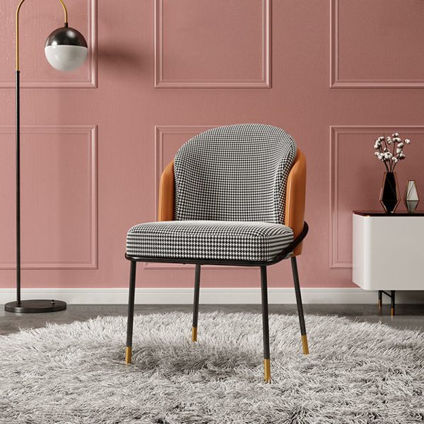 Contemporary Nordic Leather Fabric Iron Sponge Square Wraparound Dining Chair Backrest For Living Room - Image 16