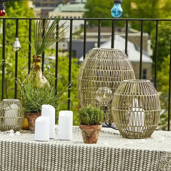 Modern Japanese Rattan Weaving Round Shaped Outdoor Waterproof Patio 1-Light Floor Lamp - Image 12