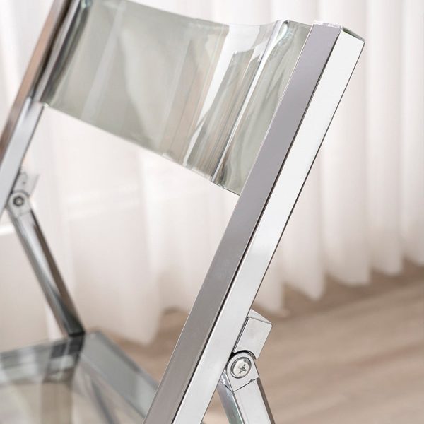 Contemporary Nordic Square Acrylic Metal Dining Chair Foldable For Dining Room - Image 5