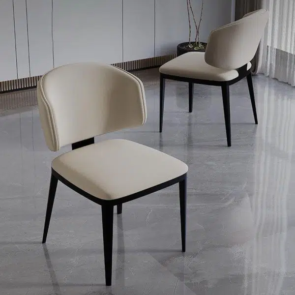 Modern Luxury Square Leather Iron Chair Backrest Armless For Living Room - Image 10