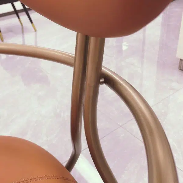 Contemporary Luxury Round Leather Steel Chair Backrest Armless For Living Room - Image 5