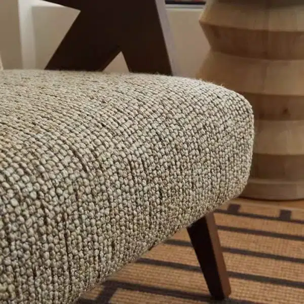 Contemporary Nordic Square Upholstered Cotton Linen Fabric Solid Wood Accent Chair Backrest Armrest For Living Room - Image 6