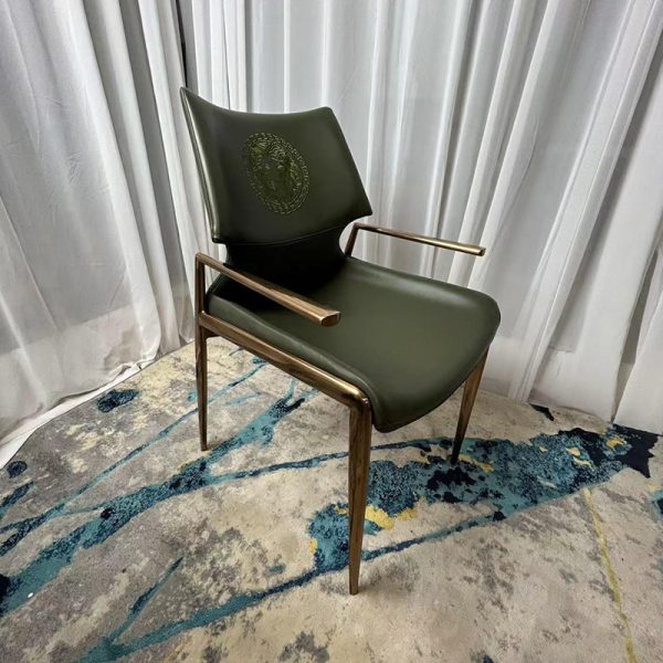 Contemporary Luxury Leather Metal Tapered Legs Dining Chair Backrest For Living Room - Image 3