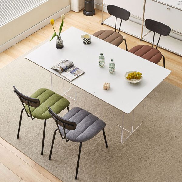 Contemporary Luxury Square PU Leather Carbon Steel Dining Chair Backrest For Dining Room - Image 13