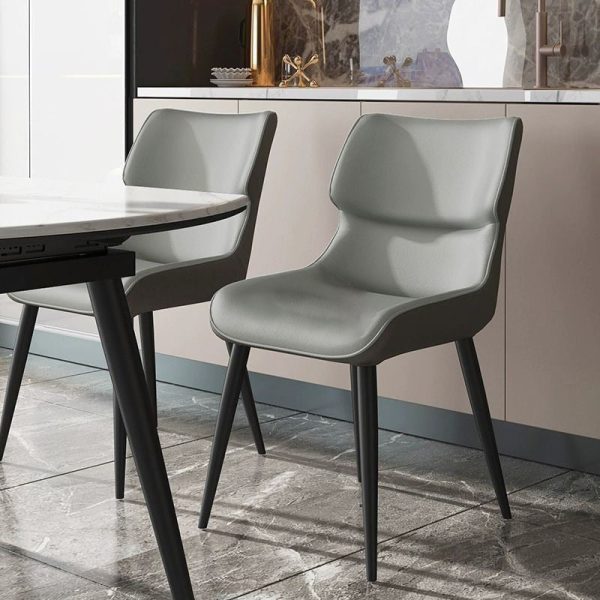 Contemporary Luxury Microfiber Leather Upholstered Dining Chair Backrest For Dining Room - Image 4