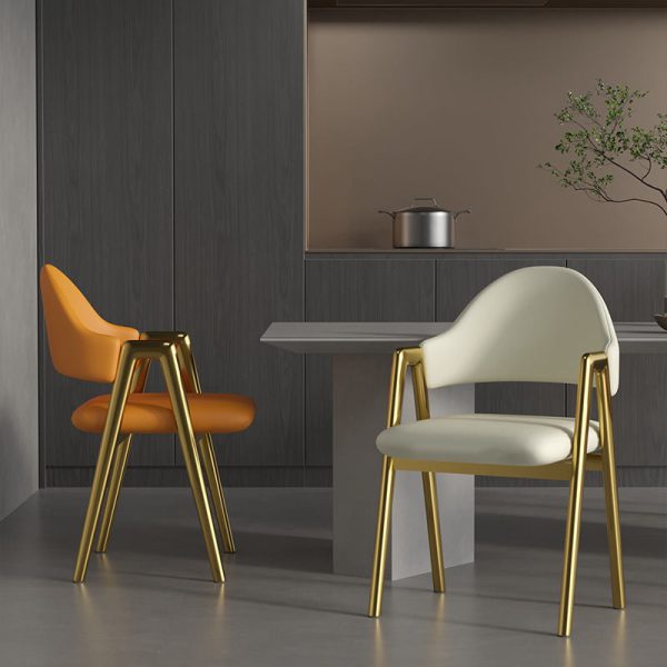 Contemporary Luxury Square Leather Upholstered Dining Chair Backrest Armrest For Dining Room - Image 23